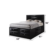 Acme Furniture Ireland Queen Bed with Storage in Black Rubberwood, Multiple Sizes