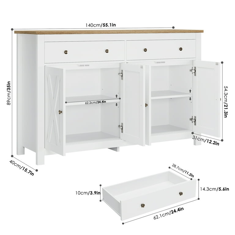 Double Door Storage Cabinet with Adjustable Shelves and Storage Drawers -  Hausmann Industries