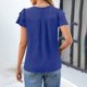 thumbnail image 5 of Camisas de Cuello de Tripulación de Manga Corta para las Mujeres Plisado Mangas de Ruffle, Cuello Redondo Casual Primavera Y Blusa de Verano, 5 of 8