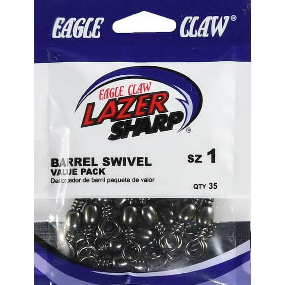 Eagle Claw Barrel Swivel, Black, Size 1, 35 Pack