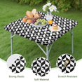 thumbnail image 4 of Black White Geometric Checkered Pattern Square Fitted Tablecloth with Elastic Edge,Square Table Cover,Washable Elastic Table Cover for Home Kitchen Party Decor 34"x34", 4 of 6
