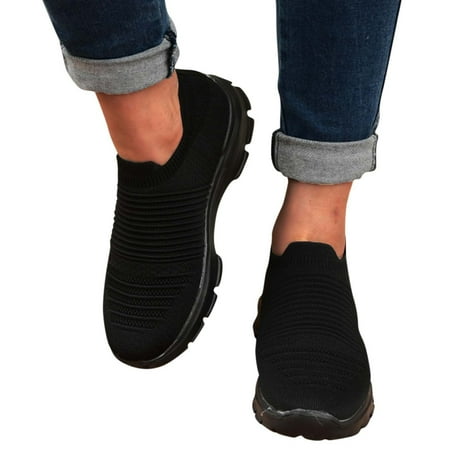 

PEASKJP Womens Running Shoes Women s Running Walking Shoes Breathable Air Cushion Sneakers Memory Foam Fashion Shoes Black 6.5