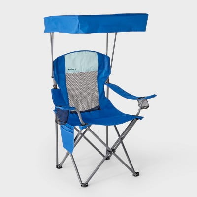 Mesh Canopy Camp Chair Blue - Steel Frame, Recycled Polyester, 300 lb Capacity