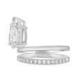 thumbnail image 4 of ESTE ORIGIN 2.00Ct Pear Cut Lab-Grown Diamond Double Band Engagenebt Ring – 5 Claw Solitaire, Half Pavé in 10K White Gold for Women US 8.5, 4 of 8