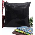 thumbnail image 2 of Yuga Black Sequin Metallic Throw Sparkle Pillow Cushion Cover Wedding Decor Lounge 12 X 12 Inches, 2 of 4