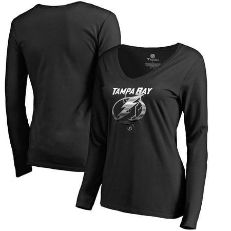 - Tampa Bay Lightning Fanatics Branded Women's Midnight Mascot Long Sleeve V-Neck T-Shirt - Black