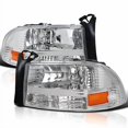 thumbnail image 2 of Spec-D Tuning Chrome Housing Clear Lens Headlights Compatible with 1997-2004 Dodge Dakota L+R Pair 1PC Style Head Light Lamp Assembly, 2 of 4