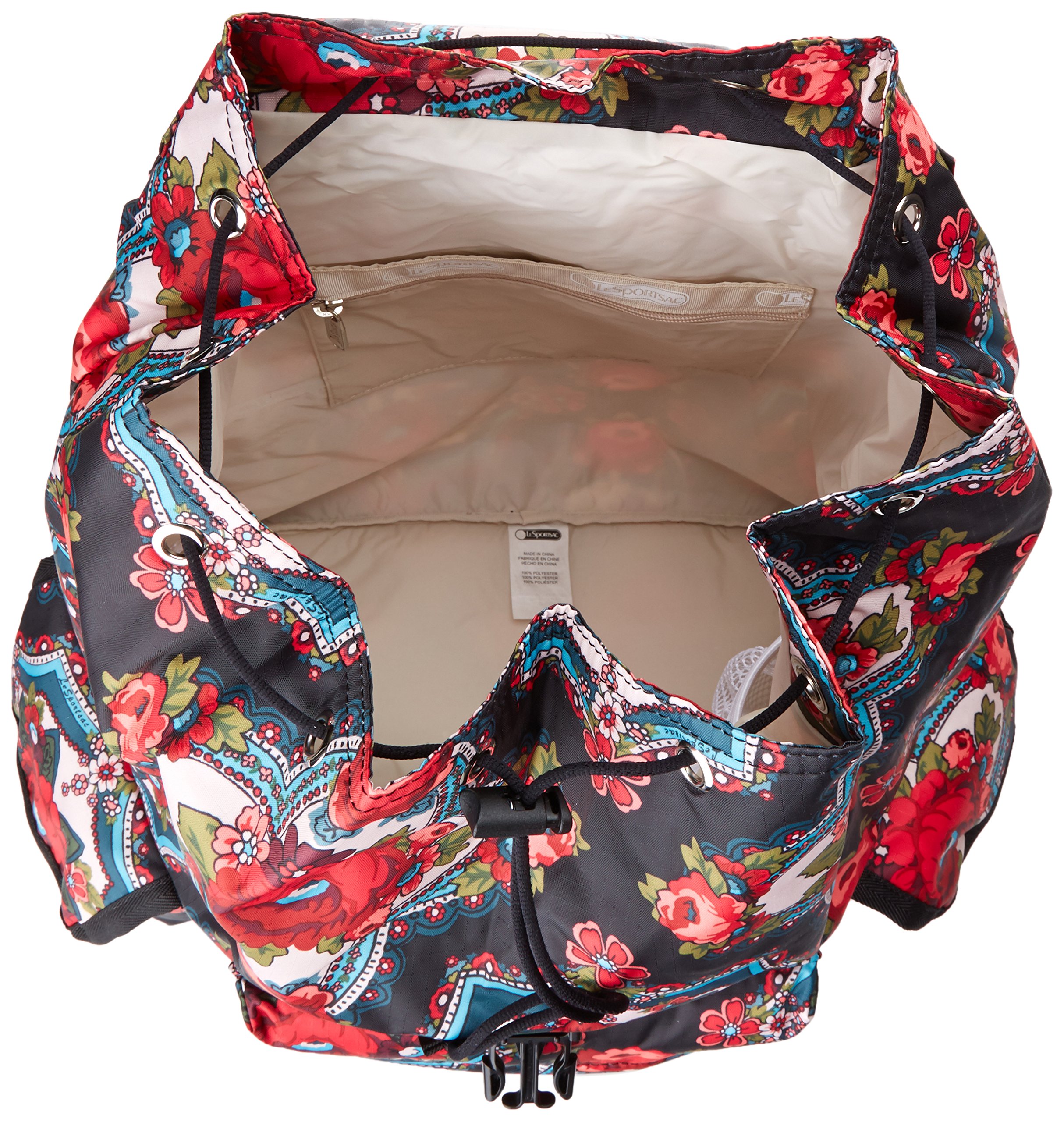 LeSportsac Voyager backpack features a vibrant multi-color floral print Lesportsac Voyager Backpack (Flower Cluster) - Walmart.com main image 4