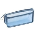 thumbnail image 6 of JeashCHAT Grid Mesh Pencil Case Clear Pencil Pouch Pen Bag with Zipper Closure Double-Layer Stationery Organizer Transparent Makeup Bag for Adult Office Supplies, Blue, 6 of 7