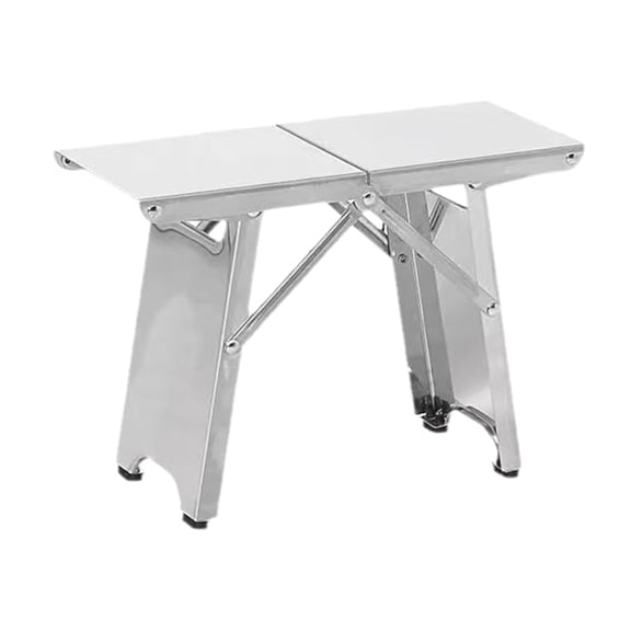 7829 Stainless Steel Folding Stool With Nonslip Feet For Camping Hiking And Gardening