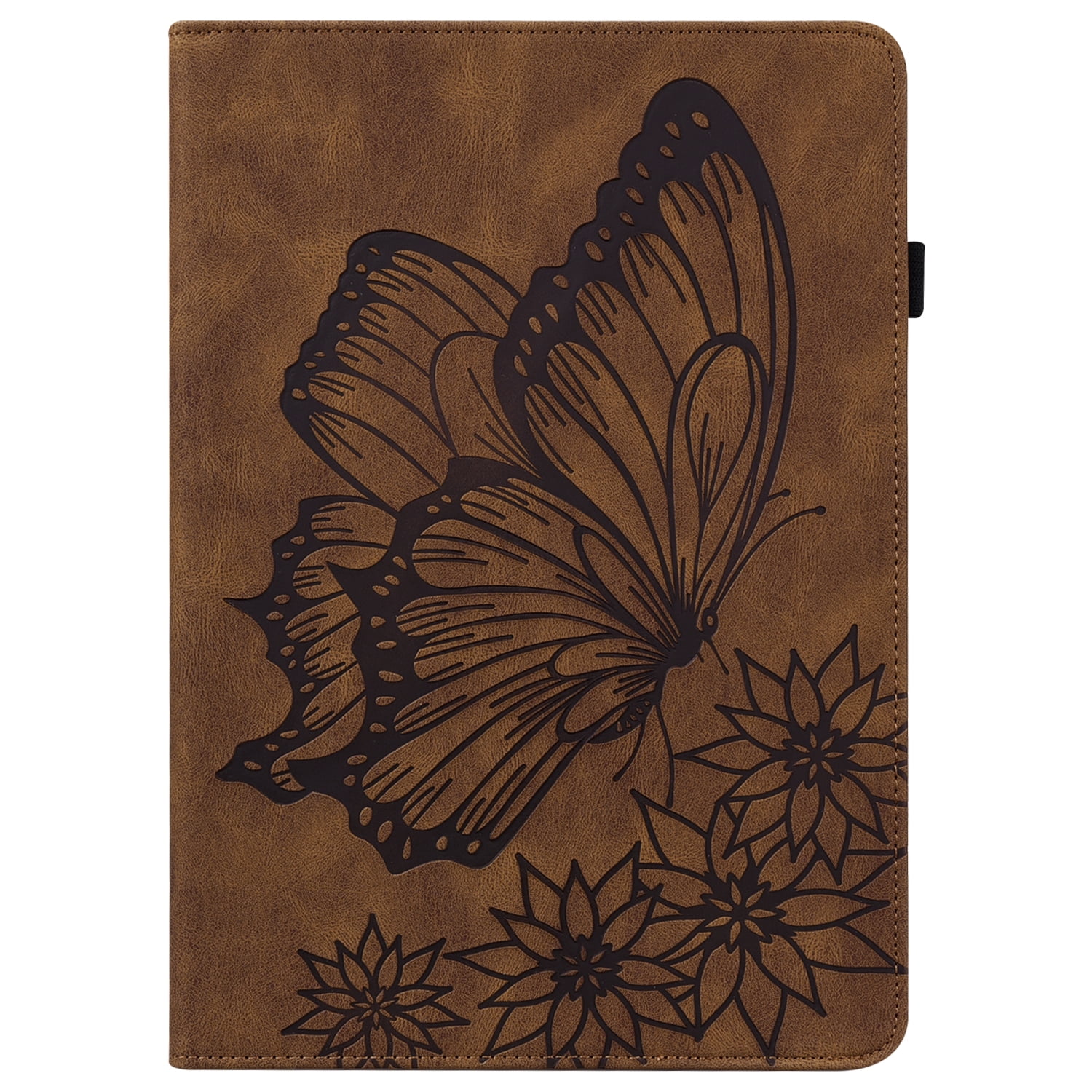 Allytechgroup iPad Air 13 Inch 2025 2024 Case, Stylish Big Butterfly Design PU Leather Smart Cover Auto Sleep Wake Pencil Holder Flip Stand Shockproof Bumper Case for Apple iPad Air 13" M3 M2,Brown