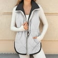 thumbnail image 6 of HTNBO Womens Winter Vests Sleeveless Fleece Jacket Zip Up Stand Collar Long Warm Drawstring Sherpa Lined Coat with Pockets, 6 of 7