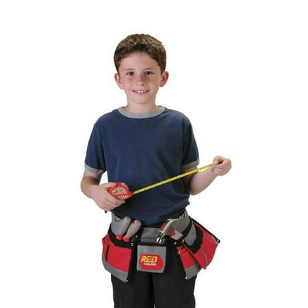 CP Toys Adjustable Tool Belt with Multiple Pockets and 4 pc.Real Tools