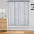 thumbnail image 2 of GlowSol 26"W x 45"L Short Sheer Curtains Floral Embroidered Faux Linen Textured Kitchen Tier Curtains Cafe Curtains for Living Room, Gray, 2 Panels, 2 of 6