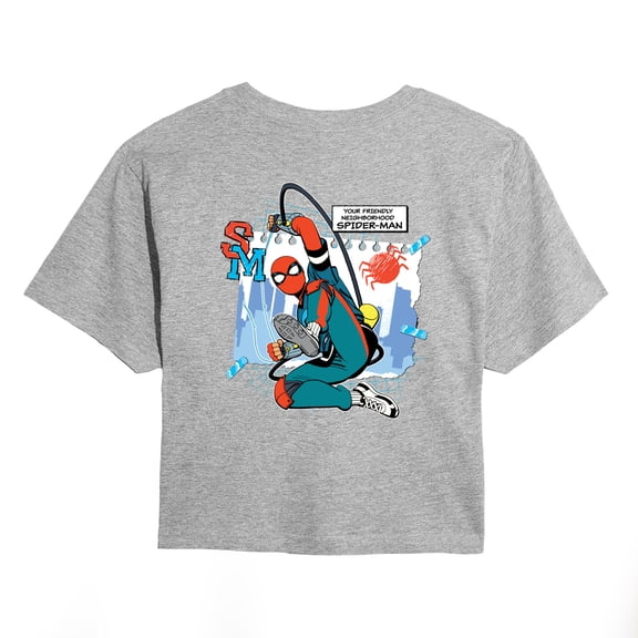 Marvel Your Friendly Neighborhood Spider-Man - Homemade Spider Suit - Juniors Cropped Graphic T-Shirt