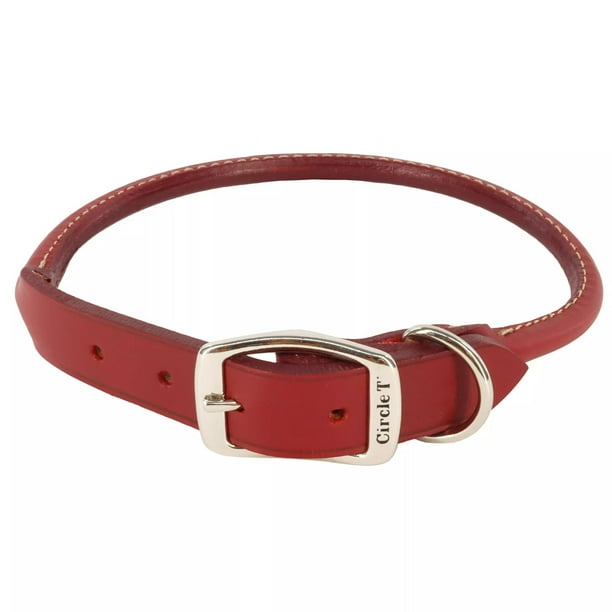 Collar para perro Coastal Circle T de cuero rojo 2,5 cm x 56 cm