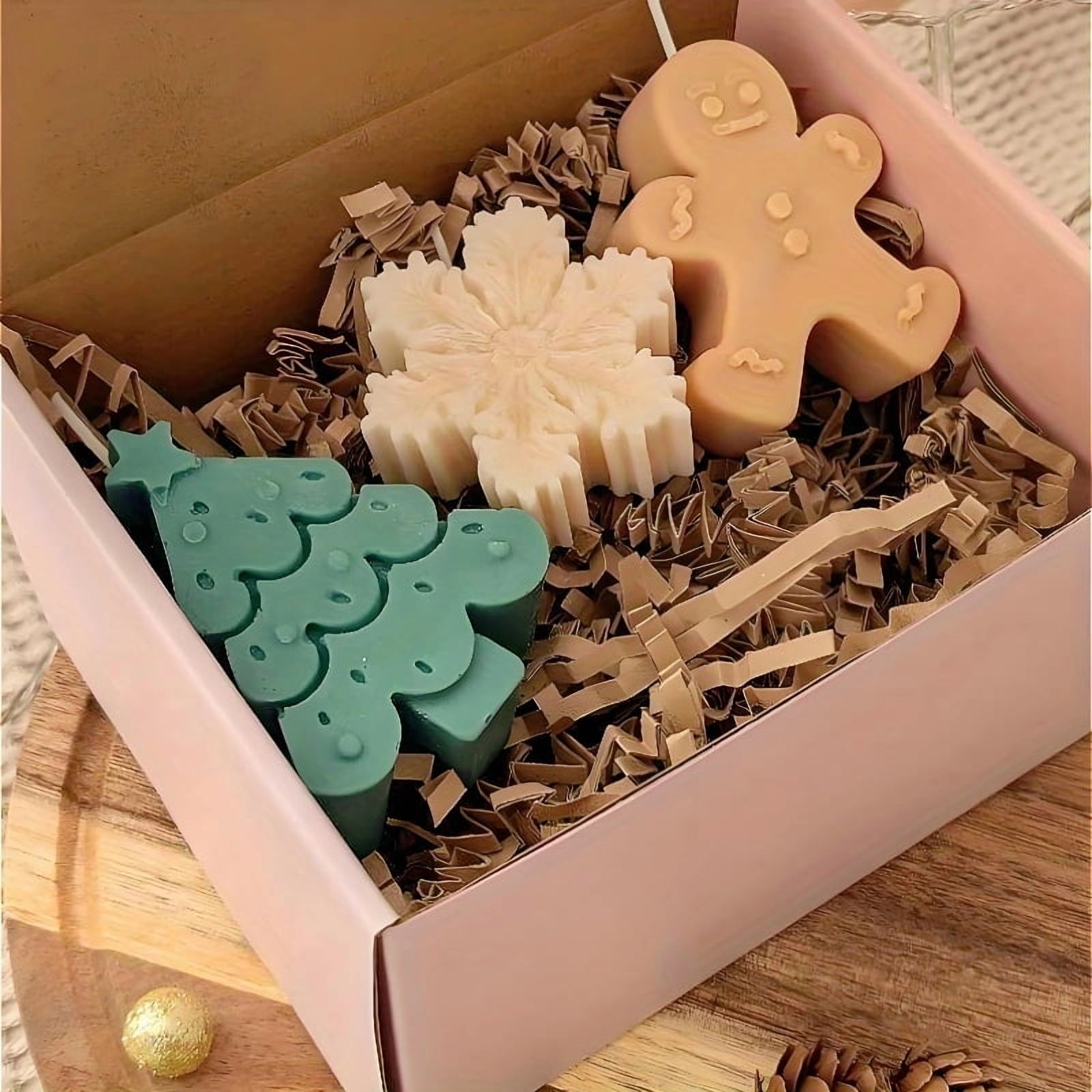 3pcs Pine Tree Gingerbread Man Snowflake Silicone Candle Mold DIY Cartoon Plaster Clay Resin Mold Decoration