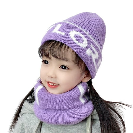 

RPVATI Toddler Baby Child Children Kids Beanie Hats Knitted Winter Warm Cap with Scarf 2Y~8Y