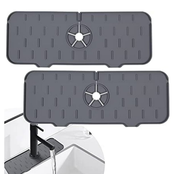 2Pcs Kitchen Faucet Splash Guard, Silicone Faucet Mat Sink Water Splash Guard, Faucet Handle