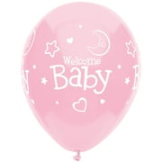 Way to Celebrate Pink Welcome  Baby Girl 12" Balloons, 8-Count, All Ages
