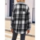 thumbnail image 5 of Chaqueta de Franela A Cuadros con Botones, Estilo Casual, Larga, con Bolsillos, Ideal para Otoño. Gris Oscuro L, 5 of 7