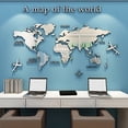 thumbnail image 5 of Acrylic Wall Stickers 3D World Map Wall Mirror Sticker for Office Study Living Room Bedroom Silver, 5 of 8