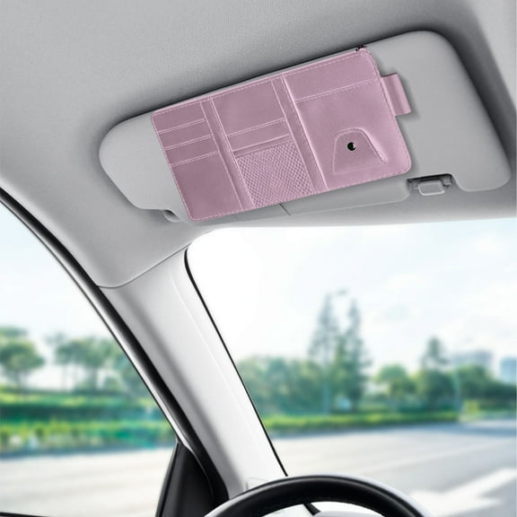 Car Visor Storage Bag, Multi-Functional Organizer for Cards, Glasses, and Documents, Easy Install Sun Visor Organizer for Vehicle Interior Storage