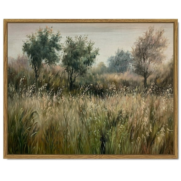Drsoum Landscape Wall Art Vintage Classical Wilderness Framed Painting Hallway Decor - 11x14in Natural Framed