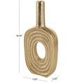 thumbnail image 3 of DecMode 16" Geometric Circular Gold Aluminum Metal Vase with Linear Etchings, 3 of 10