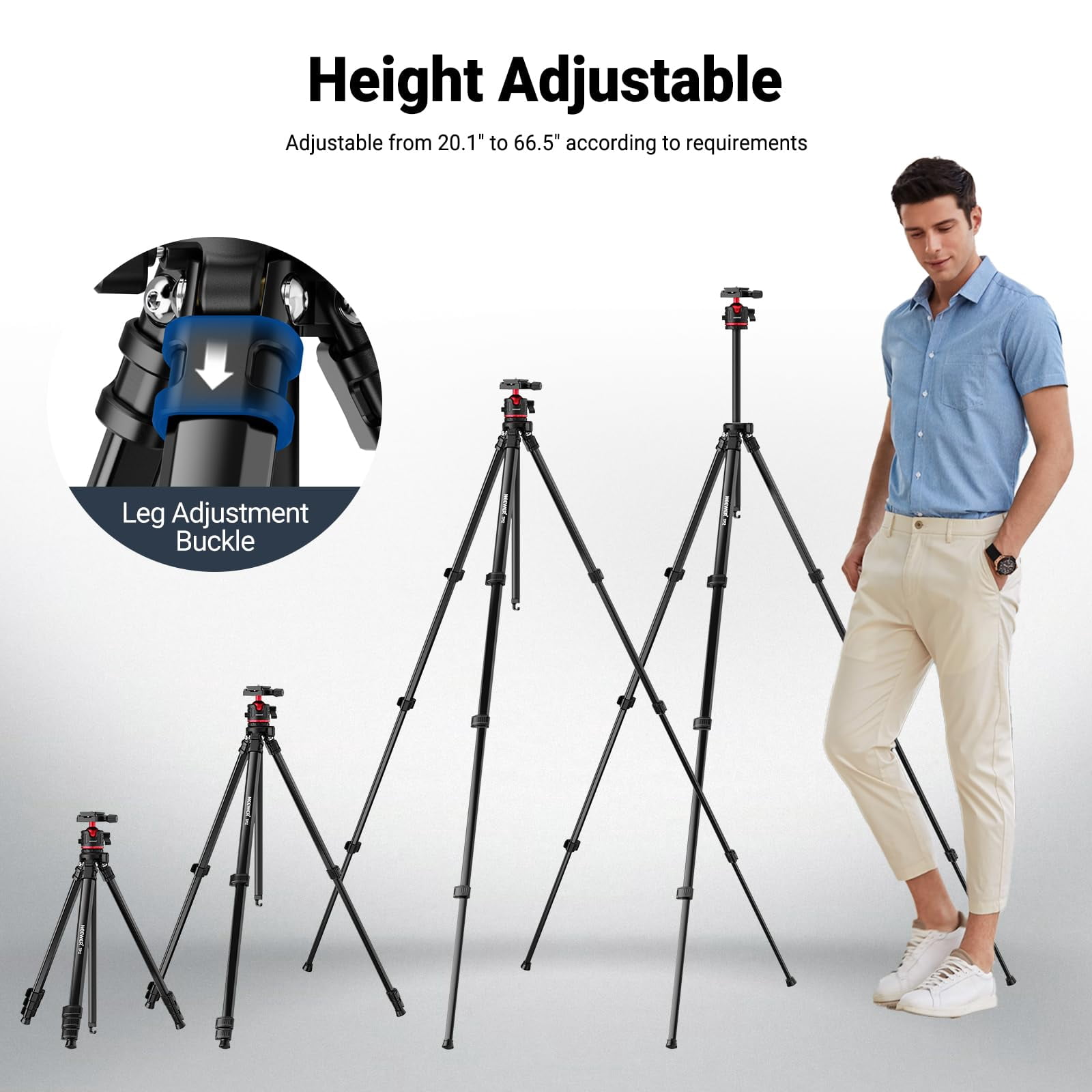 NEEWER TP12 66.5" Travel Tripod, Ball Head, Arca QR Plate, Phone Holder, 11 lb Load