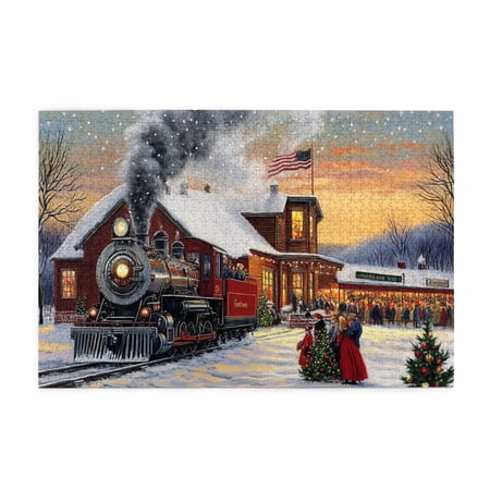1000 PCS 1000 Piece Wooden Puzzles The Train Back Home Funny Artwork For Adults Stunningly Vibrant Colors Classic Christmas Gift For Friends And Family Enjoy The Puzzle Solving Process Relax Yourself