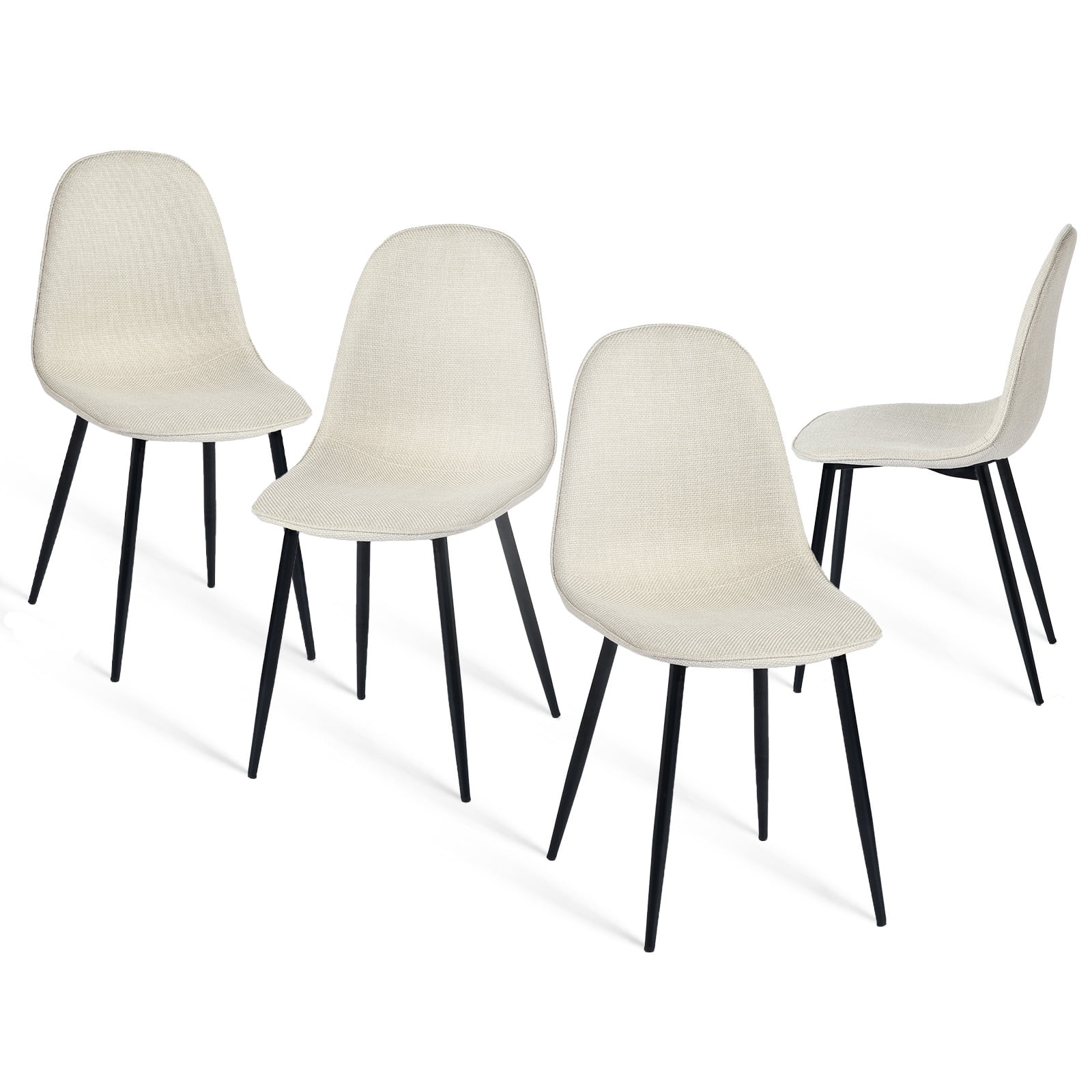 Homy Casa Dining Chair Set of 4, Upholstered Linen-Look Modern Kitchen Seating Chairs, Linen Beige