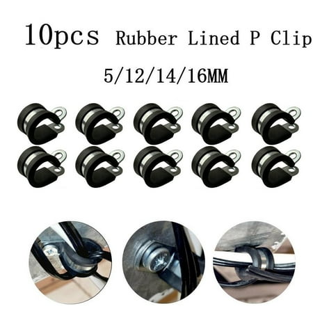 

RANMEI 10PCS Rubber Lined P Clips Cable Mounting Hose Pipe Clamp Stainless Steel