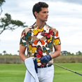 thumbnail image 3 of Pofeuu Retro Floral Butterfly Print Men's Loose Fit Midweight Short-Sleeve Pocket Polo-Large, 3 of 6