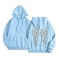 thumbnail image 6 of Oversize Hoodie for Women Angel Wing Print Long Sleeve Hooded Drawstring with Pocket Lightweight Sweatshirts Sky Blue, 6 of 6