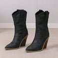 thumbnail image 3 of B91xZ Combat Boots Womens Chunky Heel Pointed Toe Slouch Riding Boots,Black 7, 3 of 5