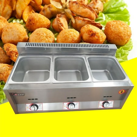 

WUZSTAR 18 Liter 3 Tanks Commercial Deep Fryer Stainless Steel High Capacity Food Warmer Gas Countertop Frying Machine