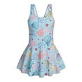 thumbnail image 6 of DISNIMO Girls' Sleeveless Swimsuits Starfish Shell Printed One Piece Swimwear Skirted Soft Stretch Swim Dress Quick Dry U Neck Bathing Suit, 6 of 8