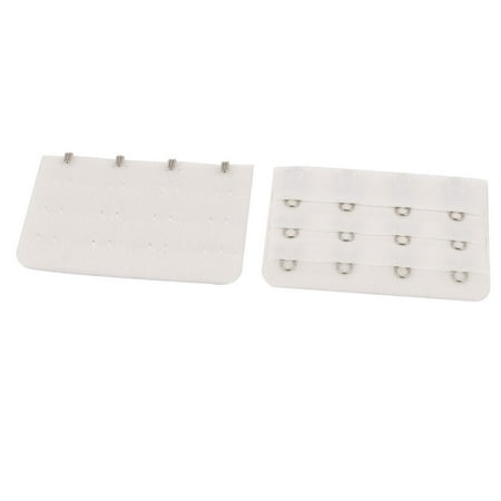 2pcs Lady 3 Rows Underwear Strap Extension Bra Extender 4 Hooks White