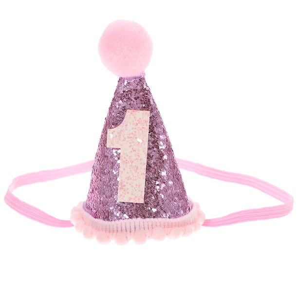 KAKOWELY Diadema con gorro para bebé, gorro para primer cumpleaños, decoración para fiesta de primer cumpleaños, accesorio fotográfico