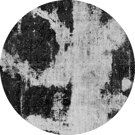 Ahgly Company Indoor Round Abstract Gray Modern Area Rugs, 4' Round