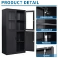 thumbnail image 5 of STANI Metal Cabinet with Lock, Tall Office Storage Cabinet with Glass Door, Lockable Black Steel Cabinet with 2 Adjustable Shelves for Home, Clinic, Pantry, Basement, 5 of 7