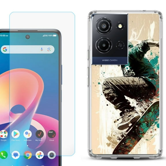 Phone Case for TCL K33 5G, with Screen Protector, by OneToughShield - Skateboarding