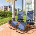 thumbnail image 3 of YANG2 Infinity Zero Gravity Chair, Outdoor Lounge Patio Chairs with Pillow and Utility Tray Adjustable Folding Recliner for Deck,Patio,Beach,Yard Pack 2 (Blue), 3 of 9