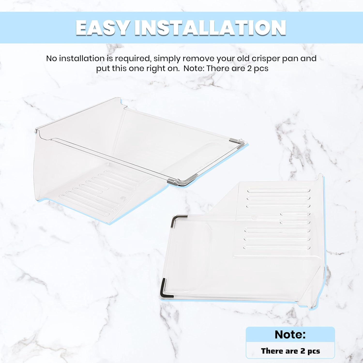 2 Pack 240337103 Refrigerator Crisper Drawer Compatible with Kenmore Frigidaire Fridge Drawer Refrigerator Pan Shelf 240337102 240337105 240337107 240337108 240337109 Replacement Only