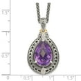 thumbnail image 3 of 925 Sterling Silver Spiga Wheat Necklace with Pendants Chain Shey Couture 14K Accent 18 Inch Antiqued Diamond and Pear Shaped Amethyst 19 mm, 3 of 5