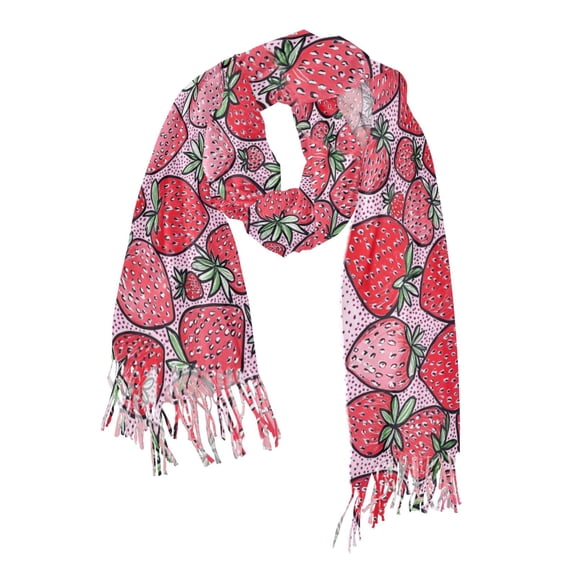 FORMRS Womens Scarf Winter Soft Long Big Warm Shawls Wrap Tassel Scarves, Sweet Strawberry