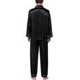 thumbnail image 4 of Mens Silk Satin Pajamas Long Sleeve Loungewear Two-piece Sleepwear Button-Down Pj Set, 4 of 6