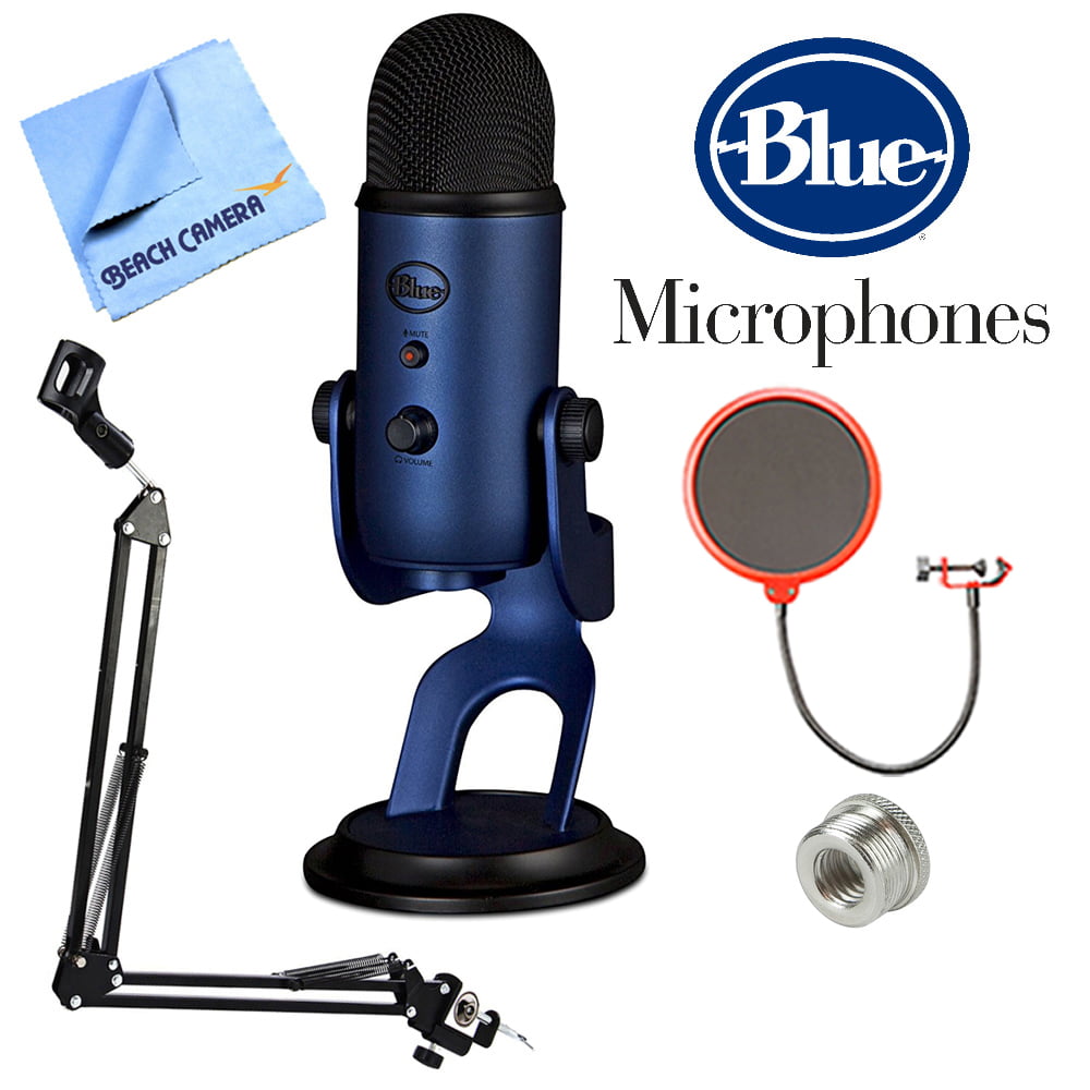 Blue Microphones Yeti Usb Microphone Four Pattern Midnight Blue Yeti Midnight Blue Suspension Boom Scissor Arm Stand Microphone Wind Screen Mic Stand Adapter Microfiber Cloth Walmart Com Walmart Com