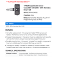 thumbnail image 2 of TPMS Programmable Sensor - Compatible with 2000 - 2006 Mercedes-Benz S430 2001 2002 2003 2004 2005, 2 of 2